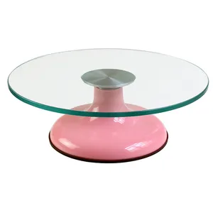 Customized 12inch tools decorating rotating cake stand tempered glass base giratoria para pastel cake turntable