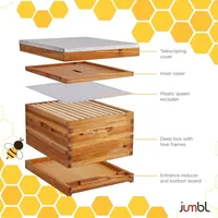 Imkerei-Starter-Set 10-Rahmen-Wabenplatten Bienenwachs-Beschichteter Bienenstock für Anfänger und Profis Umfassendes Werkzeugset