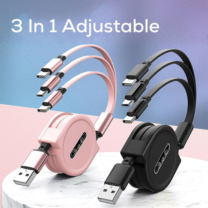 Pink 3 in 1 USB cable
