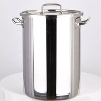 Grandes marmites à soupe et à bouillon commerciales avec couvercle, seau en acier inoxydable robuste pour la restauration et les cuisines d'hôtel