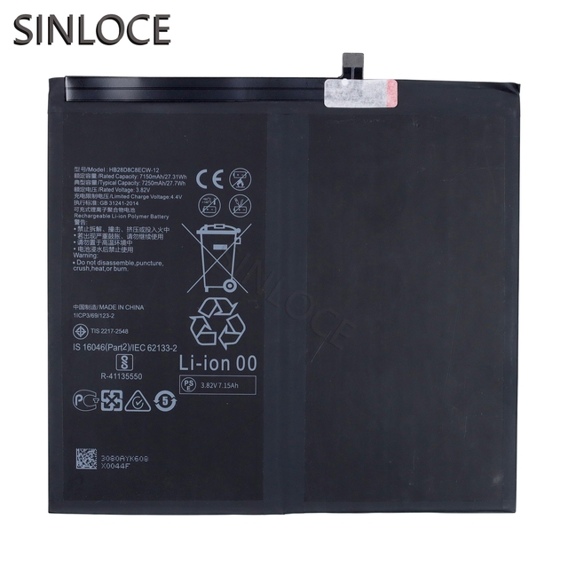 SINLOCE Wholesale High Quality Production Mobile Cell Phone Battery Factory for Huawei MatePad Pro 10.8/HB28D8C8ECW-12