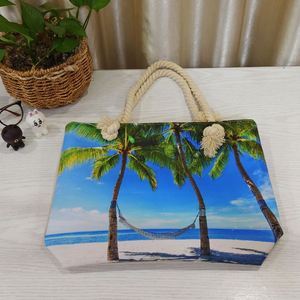 Sac fourre-tout d'été en toile de coton tendance 2026, grande capacité, imprimé tropical, pour femme, personnalisable - Product Image 5