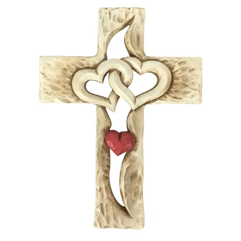 KOMI or métal coeur croix mains tenant la décoration de la maison amour croix Sculpture Art artisanat cadeaux pour tenture murale Table debout