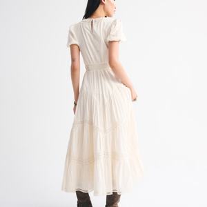 Vestido Maxi Casual de Verano sin Mangas con Bordado Floral, Aberturas y Encaje Transpirable - Product Image 2