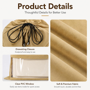 ถุงกำมะหยี่แบบมีเชือกผูกพร้อมหน้าต่างสำหรับใส่กระเป๋าถือและรองเท้า - Product Image 4