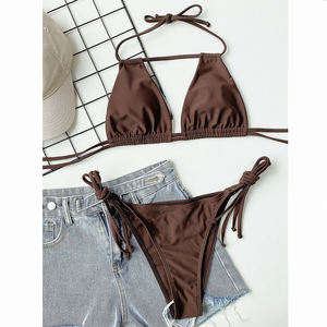 Bikini <span class=keywords><strong>de</strong></span> plage pour femmes, nouvelle arrivée, design personnalisé, <span class=keywords><strong>maillot</strong></span> <span class=keywords><strong>de</strong></span> <span class=keywords><strong>bain</strong></span> uni, <span class=keywords><strong>push</strong></span>-<span class=keywords><strong>up</strong></span> sexy, ensemble <span class=keywords><strong>de</strong></span> bikini triangle pour femmes - Product Image 2