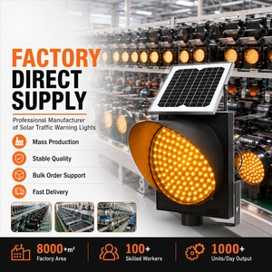 Hot Sale Solar LED <b>Flashing</b> <b>Amber</b> Warning <b>Light</b> Barricade Safety Traffic Lamp 360° for Road Cone Construction Hazard Work Zone - Product Image 1