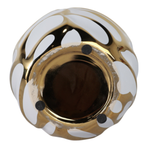Vaso in Ceramica Moderno con Design a Foglia Scolpita, Oro e Bianco, Decorazione d'Arredo per Soggiorno, Camera da Letto, Tavolo, Ufficio, Mensola - Product Image 6