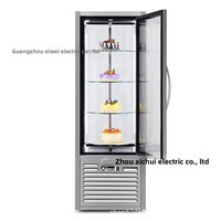 Réfrigérateur commercial vertical à température unique à 360 degrés, vitrine à gâteaux rotative à 4 côtés en verre, boulangerie