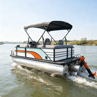 Vente flash : Bateau ponton de pêche en aluminium Kinocean 16 pieds, 8 personnes, moteur hors-bord électrique en option avec auvent.