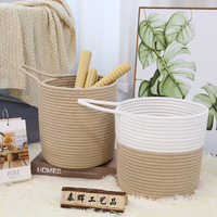 Usine Offre Spéciale paniers muraux ronds suspendus, panier de rangement décoratif en corde de coton tissé à la main avec poignée