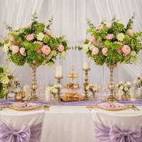 Guirlande de fleurs artificielles de 60 cm, rose et verte, arrangement d'hortensias et de roses, centre de table de mariage, décoration de chemin de table pour réception