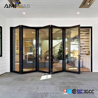 Portes pliantes extérieures coupe-vent pour balcon, à rupture de pont thermique, en aluminium, double vitrage, type accordéon
