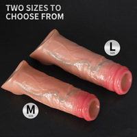 Manchon d'extension pénienne en silicone liquide souple, à pointe ouverte, motif à dents de loup, imperméable, pour retarder l'éjaculation, vente en gros d'usine