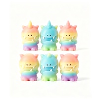 Ensemble de jouets sensoriels anti-stress licorne monstre dégradé arc-en-ciel pastel, 6 pièces