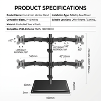 Support de Moniteur Quatre Écrans en Acier Laminé à Froid, Base de Table pour Écrans de 27 à 40 Pouces, Idéal pour Entreprise, Bureau et Domicile - Vente Flash