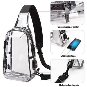 Bolso Bandolera Transparente de PVC con Carga USB, Bolso Deportivo para el Pecho, Bolso Cruzado Casual para Damas y Caballeros - Product Image 4