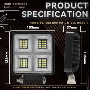 ไฟสปอร์ตไลท์ LED สำหรับรถออฟโรด 4x4 ขนาด 4 นิ้ว 60W 12V รุ่น Universal 80 SMD ความสว่าง 8000 ลูเมนส์ อุณหภูมิสี 6000K/3500K ขายส่ง - Product Image 5