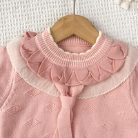 Baby Mädchen Winter Herbst Strick-Set: Langarm-Pullover mit Süßem Rüschenkragen und Kurzem Rock