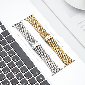 Cinturino in metallo in acciaio inossidabile con cinturino da polso di lusso a cinque perline per <span class=keywords><strong>Apple</strong></span> <span class=keywords><strong>Watch</strong></span> series <span class=keywords><strong>7</strong></span> - Product Image 2