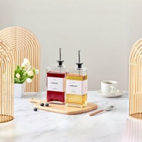 Bouteille d'huile de cuisine en verre plat avec compte-gouttes, estampée à chaud, 350 ml, 500 ml, 750 ml