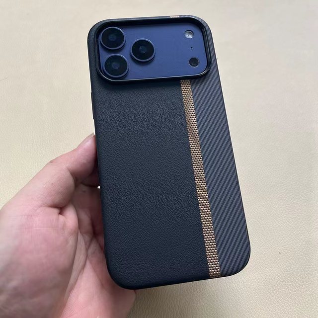 Luxury Hybrid Phone Case with Grande Texture Shockproof Design for 17/16/15/14/13 Pro Max