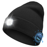 Bonnet tricoté lumineux et chaud pour l'hiver avec lampe frontale intégrée, idéal pour le sport, rechargeable, compatible musique sans fil 5.0