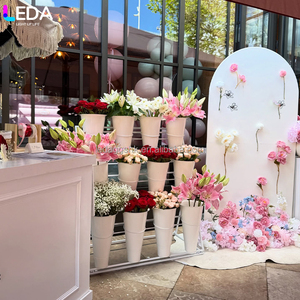 LEDA Modern Shops Weddings Banquets Decoration Flower Stand <b>White</b> Metal Oval Flower Stand <b>Bucket</b> - Product Image 2