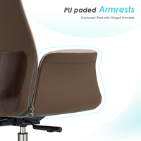 Fauteuil de Direction en Cuir à Dossier Haut, Minimaliste, avec Accoudoirs Ailés, Mécanisme Dissimulé, pour un Espace de Travail Ergonomique
