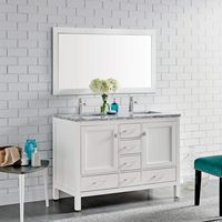 Meuble-lavabo double vasque Guanda moderne et personnalisable de 48 pouces avec dessus en marbre blanc de Carrare naturel, durable, facile à nettoyer et certifié