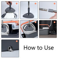 Holamopa Easy Spin Mop avec seau en acier inoxydable et roues à pédale, ensemble de serpillères rotatives en microfibre, serpillère rotative pour le nettoyage des sols