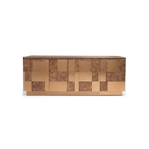 خزانة جانبية فاخرة من خشب البلوط/الصنوبر المعاد تدويره مع أدراج ذهبية أنيقة وإطار خشبي راقي - Product Image 2