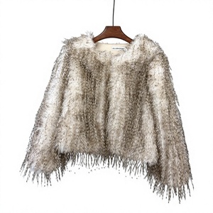 Manteau court vintage en fausse <span class=keywords><strong>fourrure</strong></span> imitation plumes de canari et de dinde, couleur unie, pour <span class=keywords><strong>femme</strong></span> enceinte, coupe ajustée, hiver 2024 - Product Image 1