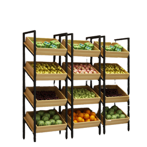<span class=keywords><strong>Étagère</strong></span>s de présentation semi-angulaires robustes à 4 niveaux pour supermarchés, magasins de proximité, échantillons de snacks, cosmétiques, vins rouges et fruits - Product Image 1