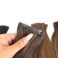 Extensions de cheveux Remy lisses européens, cuticules alignées, trame double Genius confectionnée à la machine, pointes super double drawn