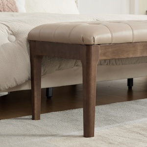 <span class=keywords><strong>Banc</strong></span> d'appoint <span class=keywords><strong>de</strong></span> luxe en cuir nano taupe avec design capitonné, 66 pouces, pour bout <span class=keywords><strong>de</strong></span> lit, avec pieds en bois massif, pour entrée et couloir - Product Image 5