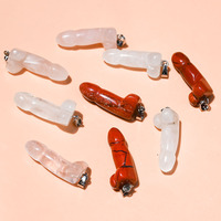 Pierre Naturelle Mini Pénis Collier Quartz Cristal Guérison Artisanat Dick Collier Testicule Organe Spirituel Pendentif Collier Bijoux