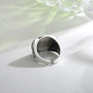Bague massive pour homme, taille ajustable, design vintage, Tetragramaton Pentagramme, en argent sterling 925 - Product Image 4