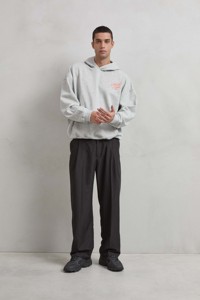 Felpa grigio Heather Oversize Boxy Fit stampa 'SOCIAL CLUB/EMPIRE' colonna greca con cerniera acido lavato XXS 74.5% 23% in poliestere - Product Image 3