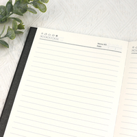 Planificateur noir A4 à couverture rigide personnalisé de haute qualité avec stratification mate douce au toucher Impression de cahier de Journal de réunion d'affaires