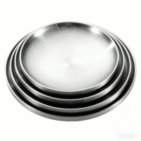 Plateau de service rond en acier inoxydable 304 de qualité professionnelle FLEY, doré ou argenté, antirouille, pour barbecue, idéal pour les hôtels et l'usage quotidien.
