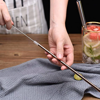 Vente en gros de pailles colorées réutilisables en acier inoxydable 304 personnalisées, accessoires pour boissons, ensemble de 4 pièces de pailles en métal