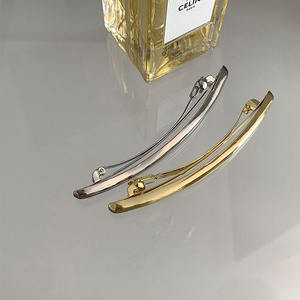 Barrettes longues dorées simples vintage, pince à <span class=keywords><strong>cheveux</strong></span> pour femmes, pince à <span class=keywords><strong>cheveux</strong></span> lisse à ressort pour femmes, forme métallique irrégulière, nouveau tissu - Product Image 5