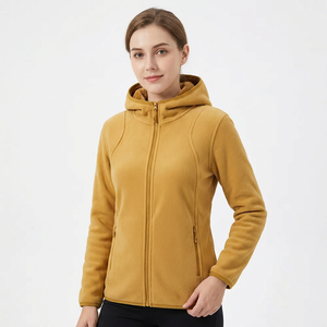 Women Hooded Full-Zip Fleece <b>Jacket</b> Solid Color Windproof Warm Quick Dry Autumn Outerwear Regular Fit Long Sleeve Soft Polyester - Product Image 1