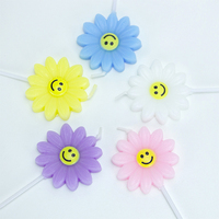 Lot de 5 bougies d'anniversaire mignonnes en forme de marguerite, décorations de gâteau pastel avec pics pour enfants, baby shower, fête de jardin féerique