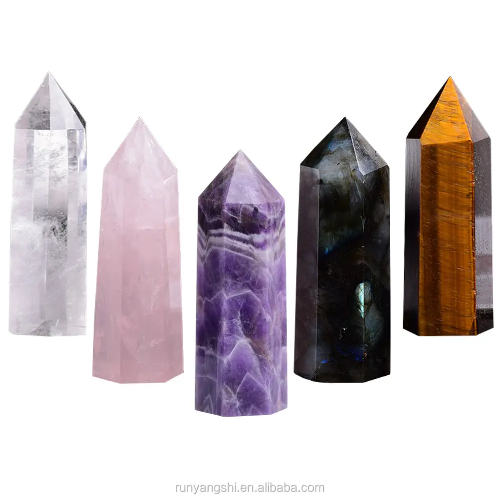 Natural amethyst tower crystal wand healing stone rose quartz crystal point home decoration