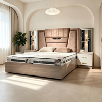 Ensemble de chambre à coucher complet de style turc moderne, lit rembourré avec panneau et rangement, taille King ou Queen, meubles pour la maison