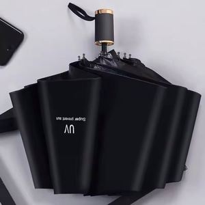 Custom Automatic Open and Close Three <b>Folding</b> Umbrella 3 Fold Lightweight With Logo - Product Image 3