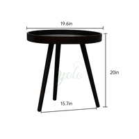 Table basse créative moderne en bois pour le salon Mini mobilier rond de style luxe noir pour restaurants et café
