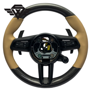 Volante de Coche de Fibra de Carbono Real de Estilo <span class=keywords><strong>Clásico</strong></span> Personalizado de Lujo para Porsche 992 718 Boxster Cayman Cayenne, Calidad Premium - Product Image 1